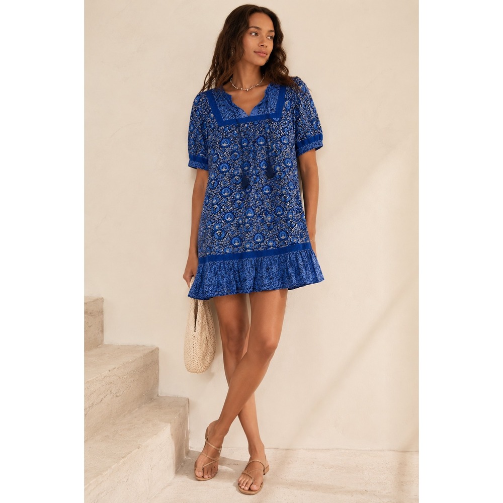 2/$30 Old Navi Mini Dress Sz XL Blue Ruffles Cottagecore Summer Milkmaid